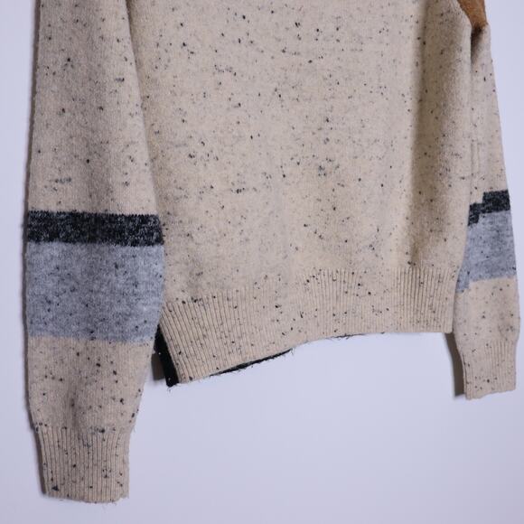 JOHN & JENN Speckled Colorblock Sweater Beige Knit Crewneck Casual Women's M - Picture 6 of 9
